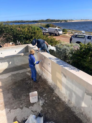 Pool and tiling work during the renovation of MBIZI lagoon house in Fisherhaven, Hermanus