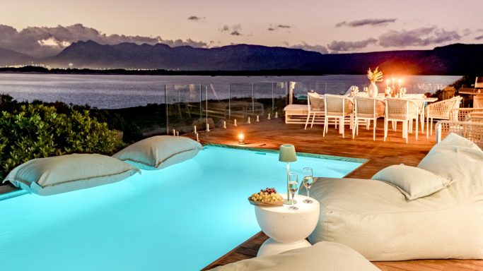 Outdoor dining at wine estate in the Overberg region South Africa